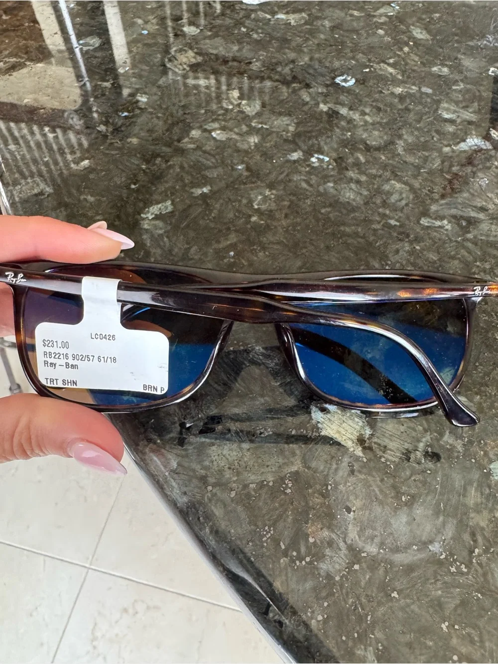 Ray-Ban Brown Gradient Rectangular Sunglasses
